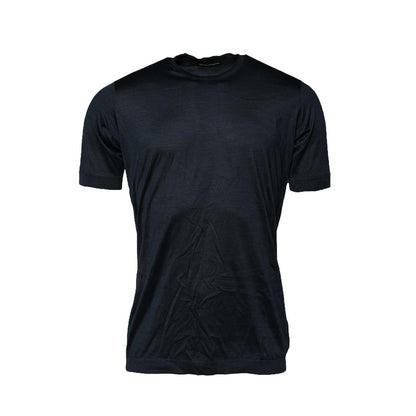 T-shirt à manches courtes en soie bleu foncé à col rond de Dolce &amp; Gabbana