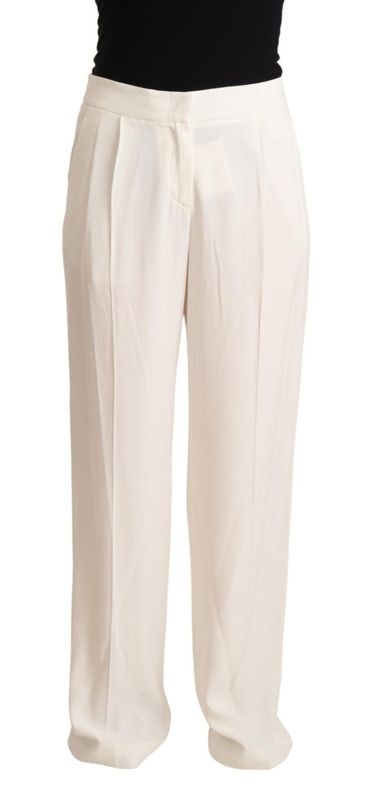 Pantalon habillé Tonello blanc taille haute plissé droit