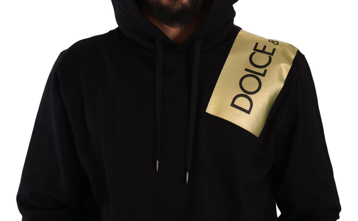 Pull à capuche Dolce &amp; Gabbana noir et or en coton pour homme