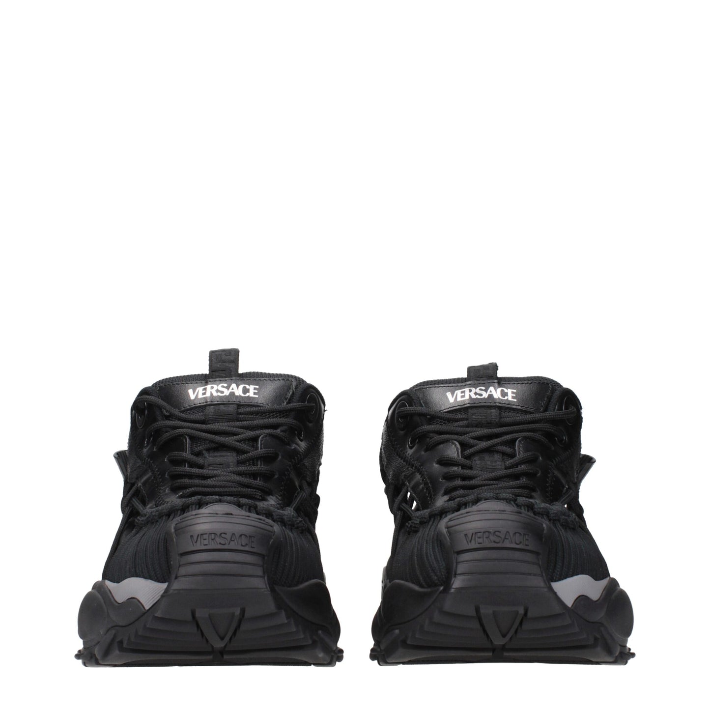 Sneakers de sport en cuir noir Versace