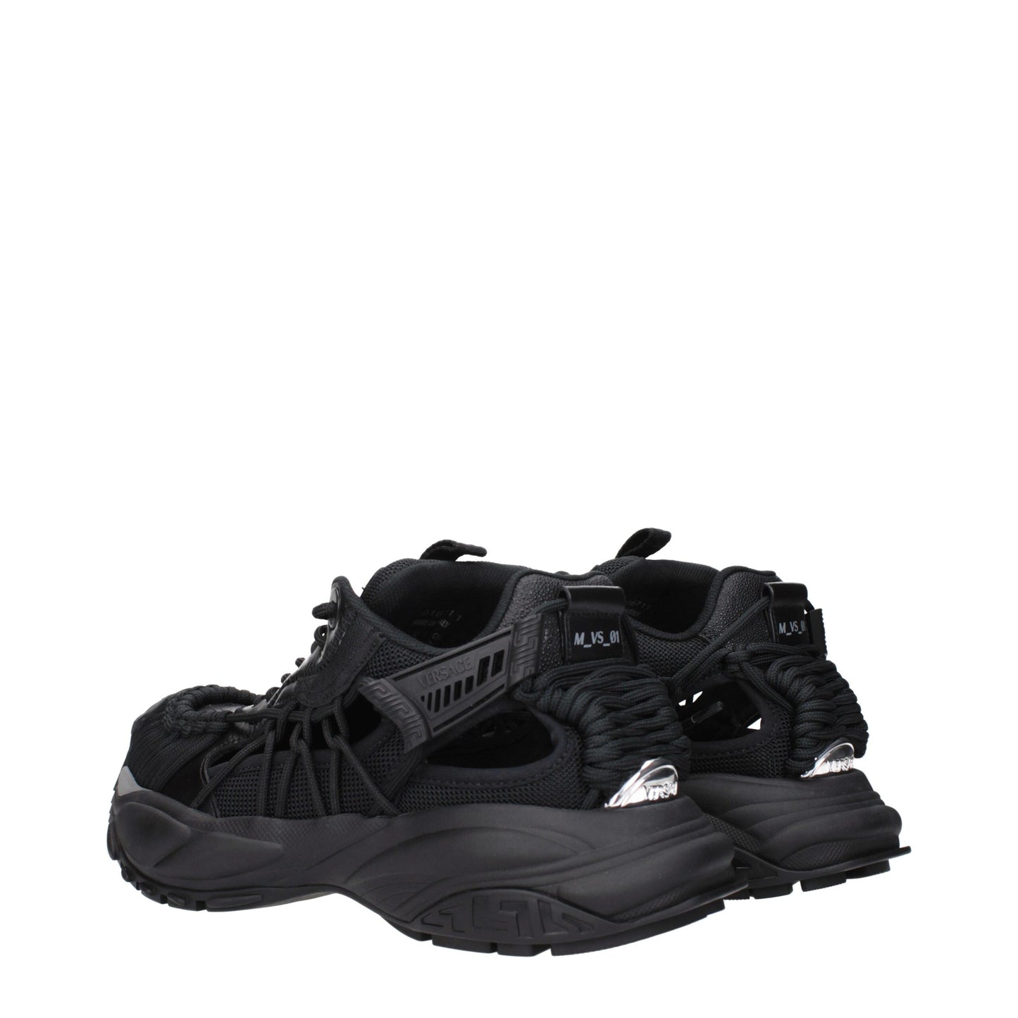 Sneakers de sport en cuir noir Versace