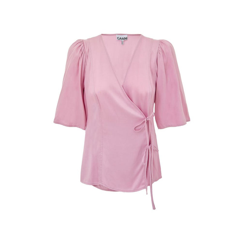 Ganni Pink Satin Tank Top - Elegant Crossover Design
