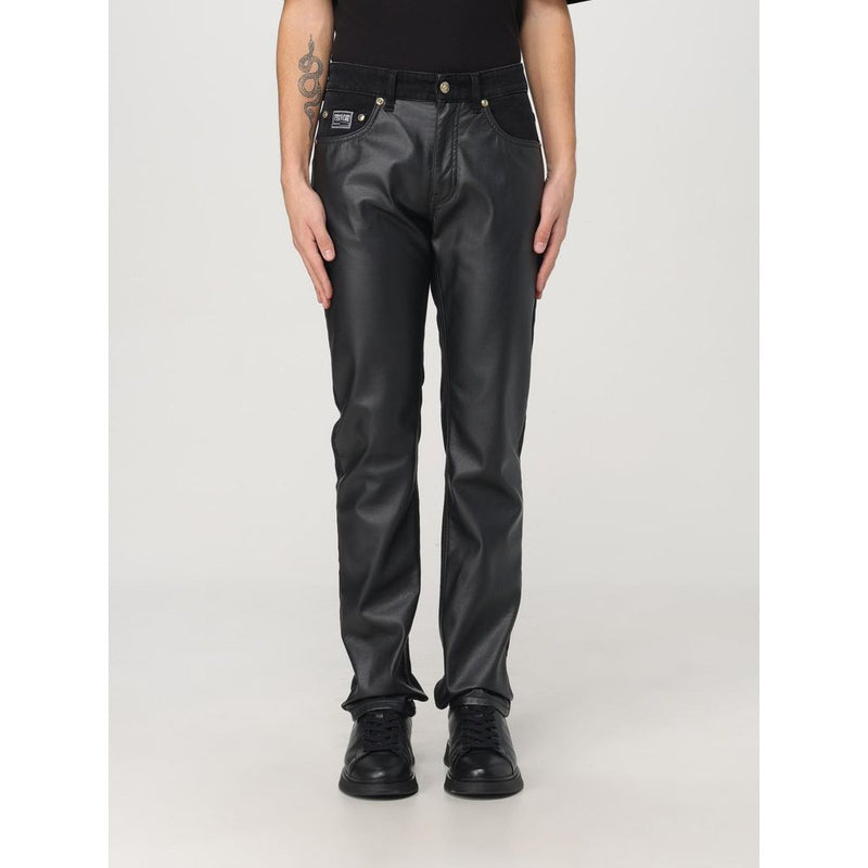 Versace Jeans Zwarte Leren Broek