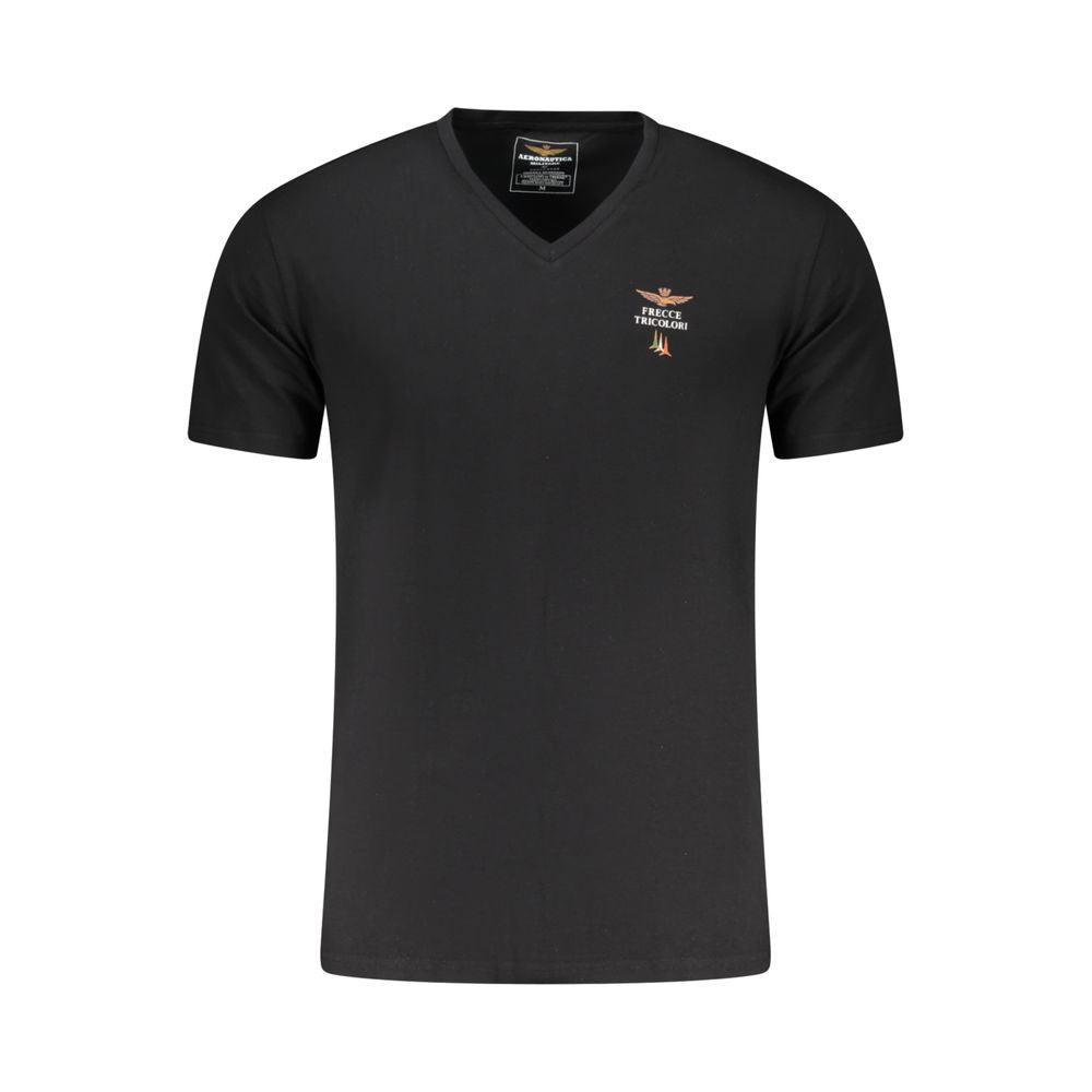 T-shirt en coton noir pour homme Aeronautica Militare