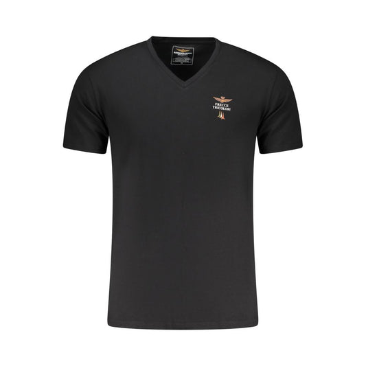 T-shirt en coton noir pour homme Aeronautica Militare