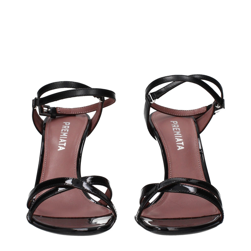 Premiata Black Leather Stiletto Heel Sandals - Élégance et Confort