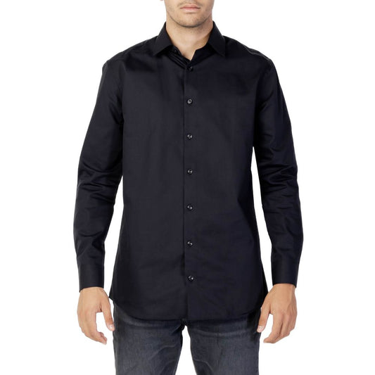 Chemise habillée en coton noir sélectionné