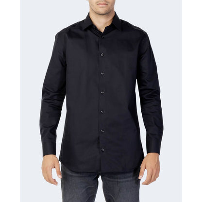 Chemise habillée en coton noir sélectionné