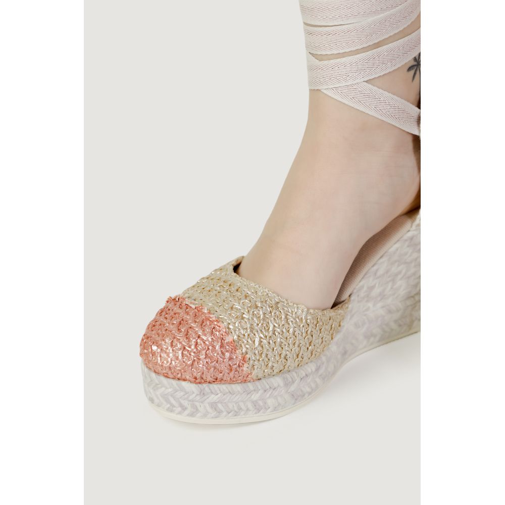 Espadrilles multicolores en coton à talons hauts