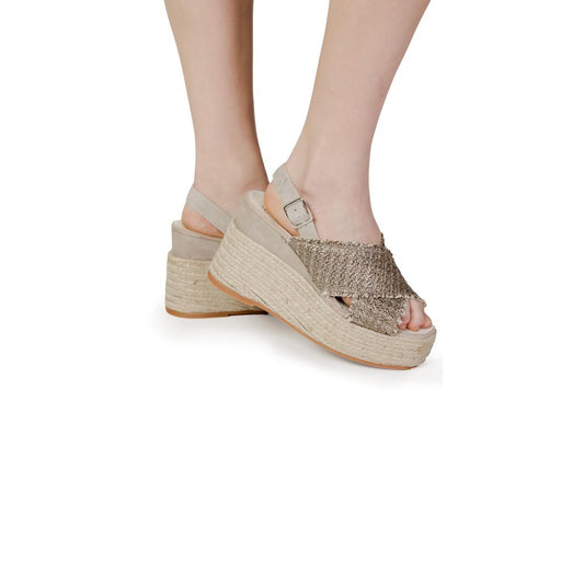 Espadrilles à talons hauts en coton bronze
