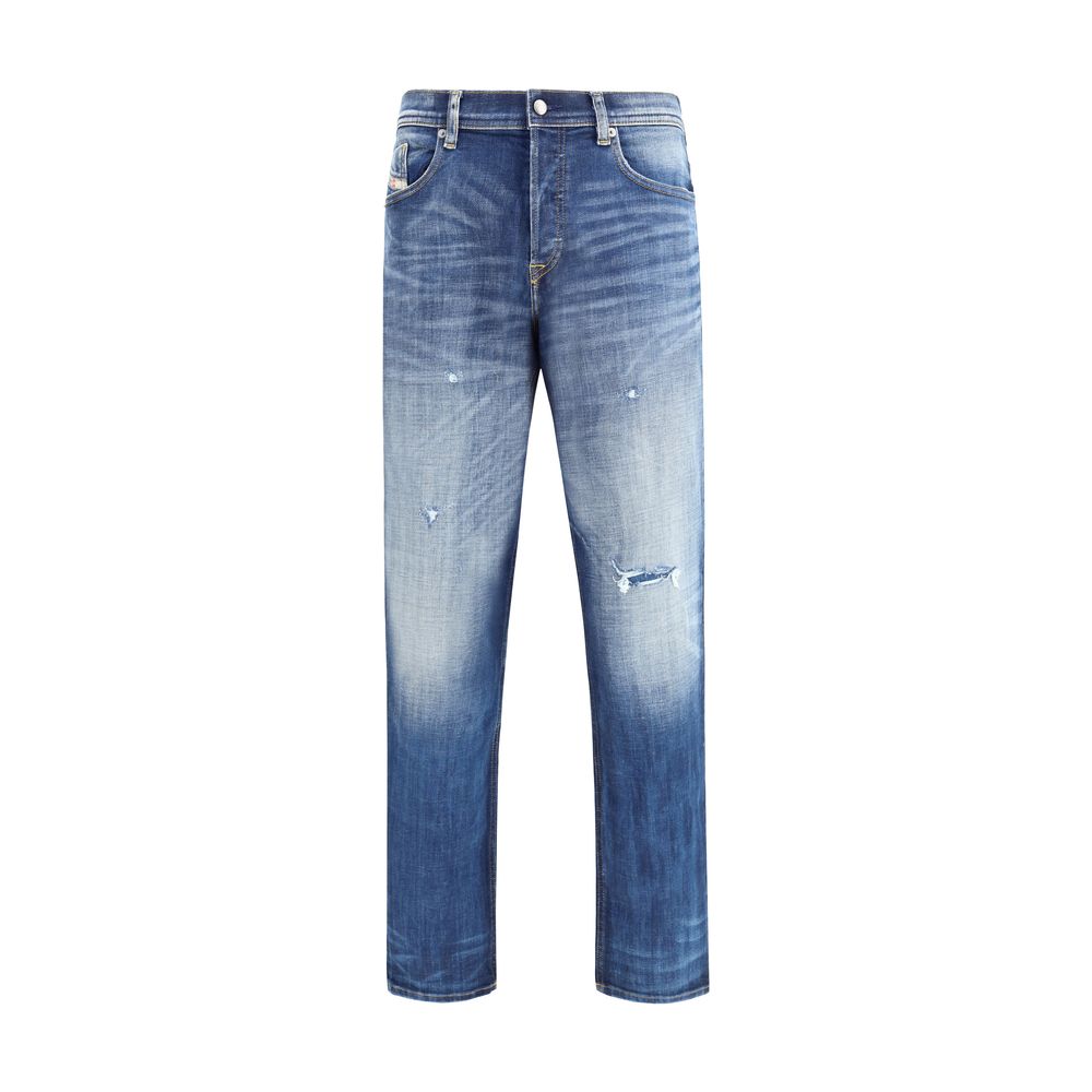 Dieselblauwe katoenen slim fit jeans