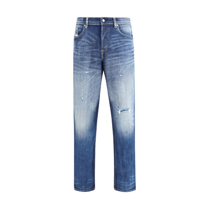 Dieselblauwe katoenen slim fit jeans