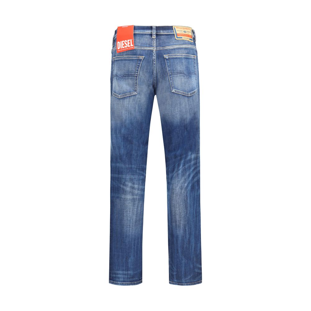 Dieselblauwe katoenen slim fit jeans