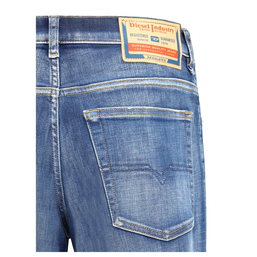 Dieselblauwe katoenen slim fit jeans