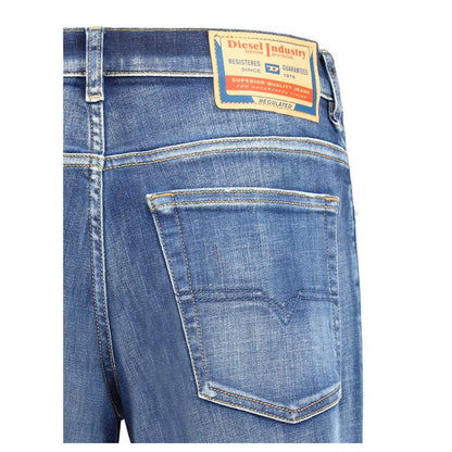 Dieselblauwe katoenen slim fit jeans
