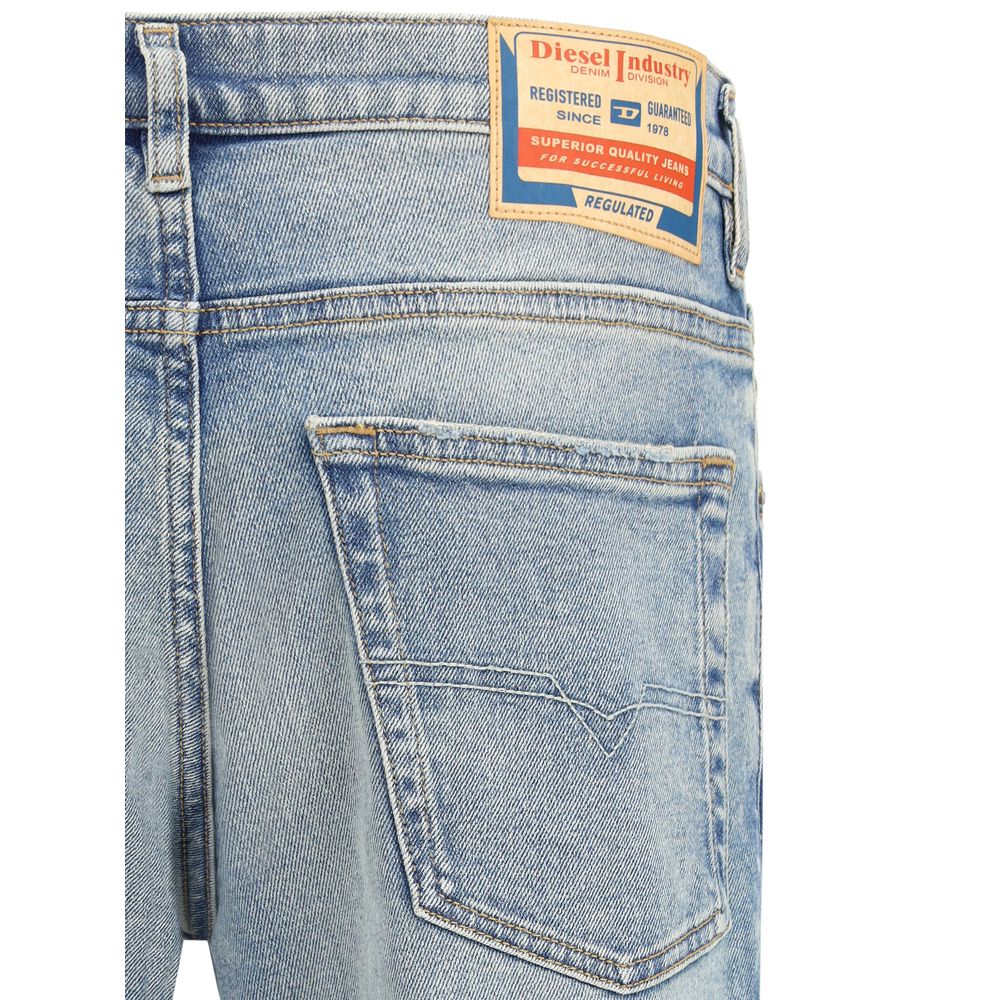 Dieselblauwe katoenen taps toelopende jeans