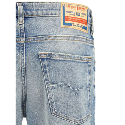 Dieselblauwe katoenen taps toelopende jeans