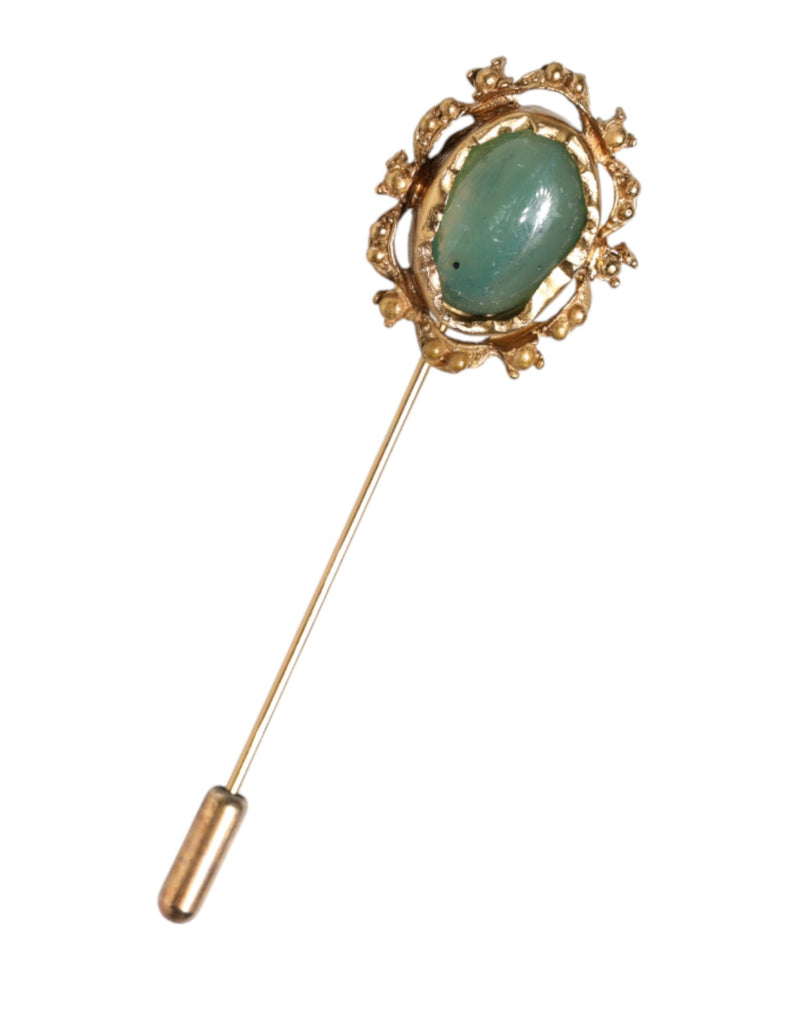 Broche Dolce &amp; Gabbana en pierre verte dorée pour homme