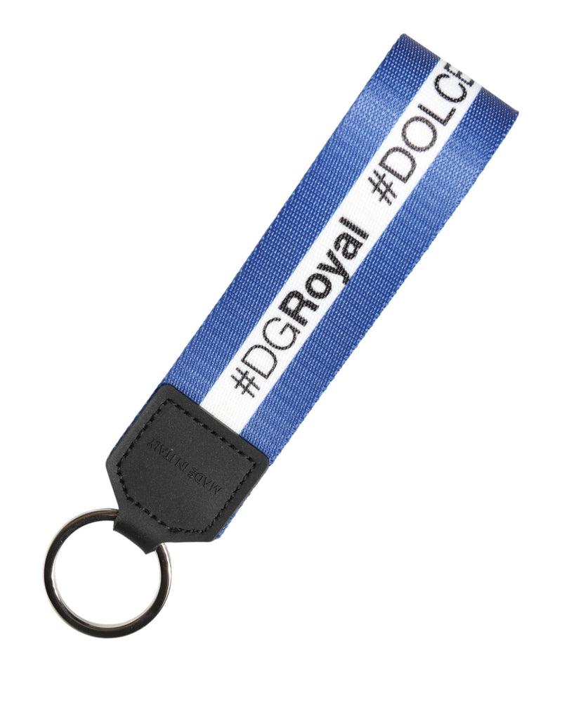 Dolce & Gabbana Blue and White Logo Keychain Holder - Luxurious Accessory