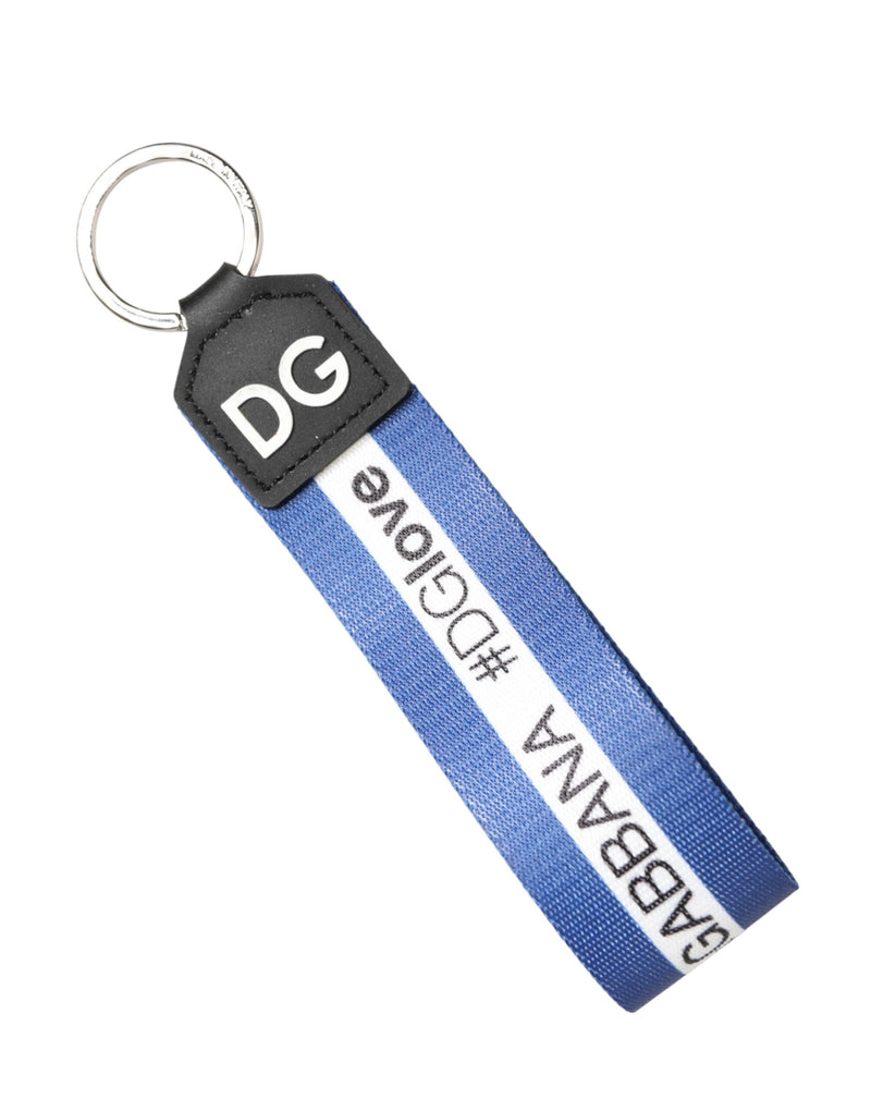 Dolce & Gabbana Blue and White Logo Keychain Holder - Luxurious Accessory