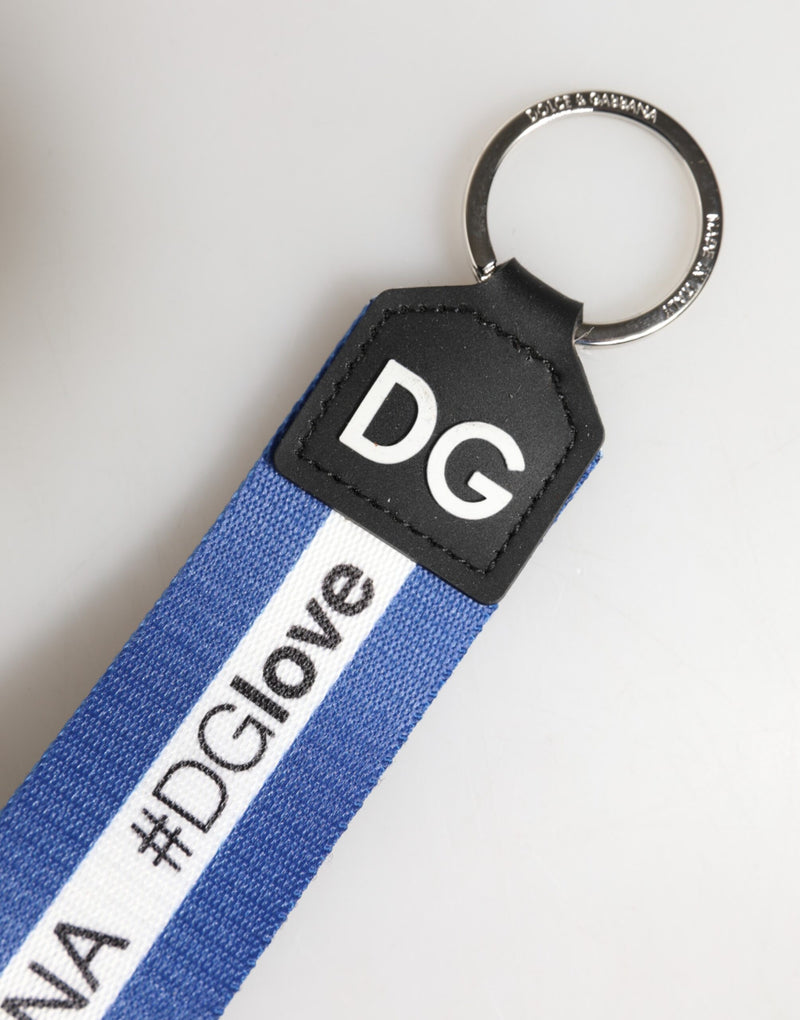 Dolce & Gabbana Blue and White Logo Keychain Holder - Luxurious Accessory
