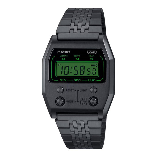 Montre numérique Casio en acier inoxydable noir