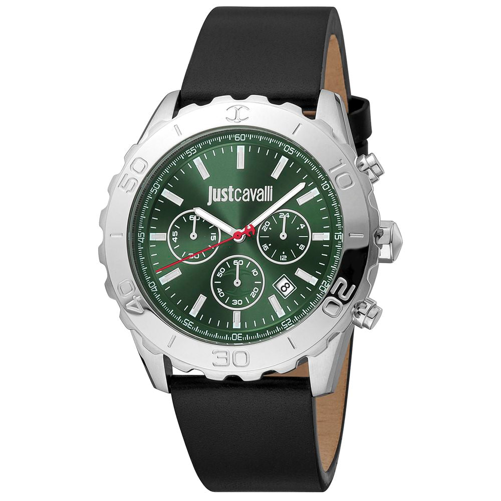 Just Cavalli Black Leather Dress Watch