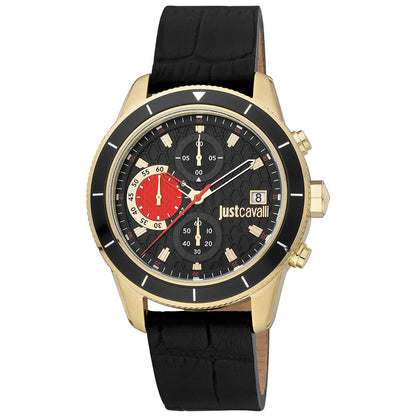 Just Cavalli Black Leather Dress Watch