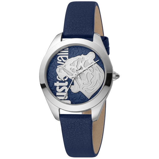 Just Cavalli Montre de Luxe en Cuir Bleu - Élégance et Style