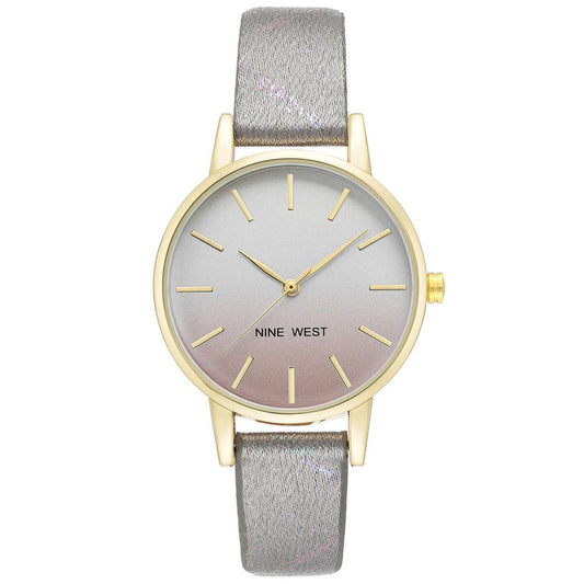 Nine West Gray Leather Dress Watch - Sophisticated Elegance