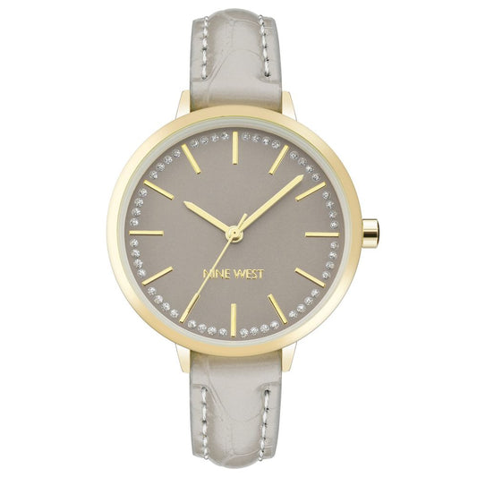 Nine West Gray Leather Dress Watch for Women