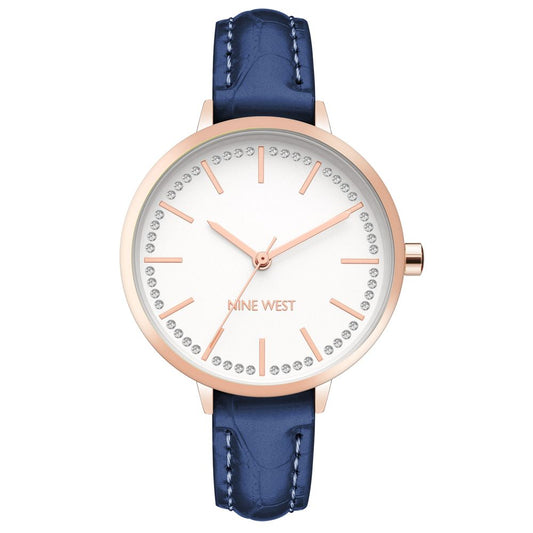 Nine West Blue Leather Dress Watch - Elegant Timepiece for Women