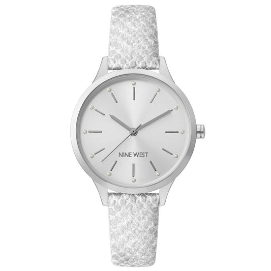 Nine West Gray Leather Dress Watch for Women - Elegant & Stylish