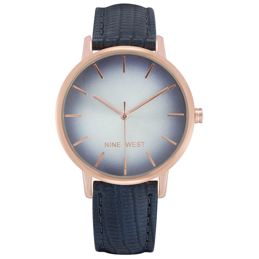 Montre Femme à Bracelet en Cuir Bleu Nine West