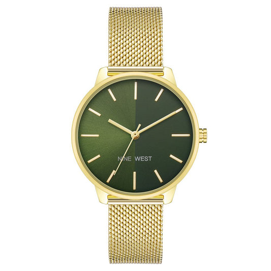 Montre de Soirée en Acier Inoxydable Doré avec Cadran Vert - Nine West