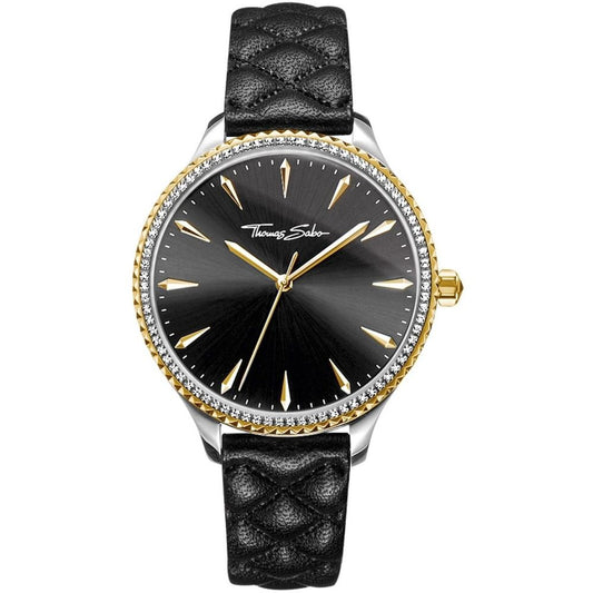 Montre de soirée en cuir noir Thomas Sabo