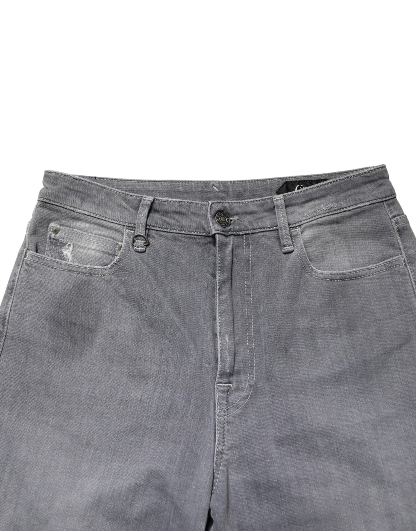 Jean droit gris CYCLE pour homme, taille mi-haute, effet usé