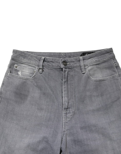 Jean droit gris CYCLE pour homme, taille mi-haute, effet usé