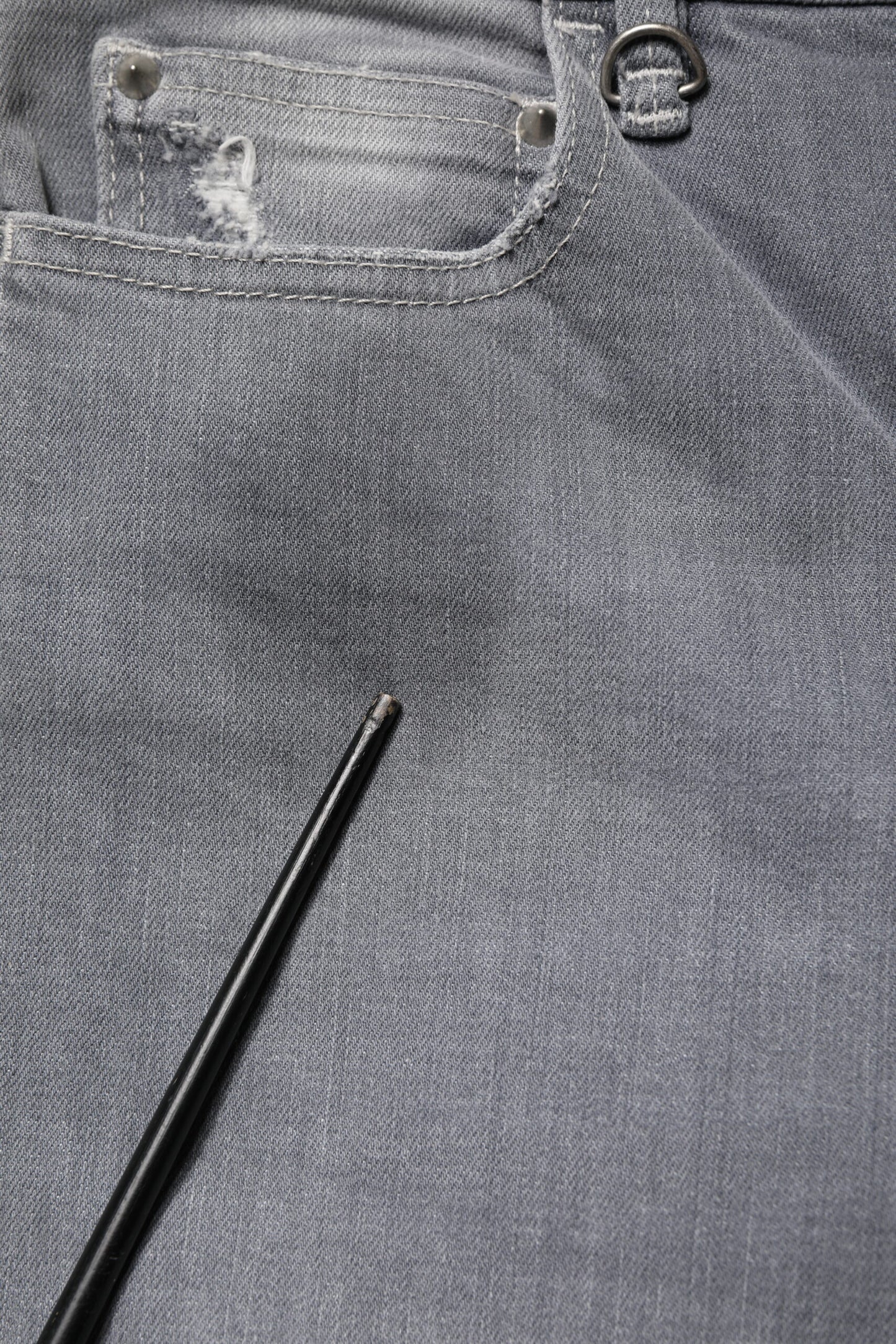 Jean droit gris CYCLE pour homme, taille mi-haute, effet usé