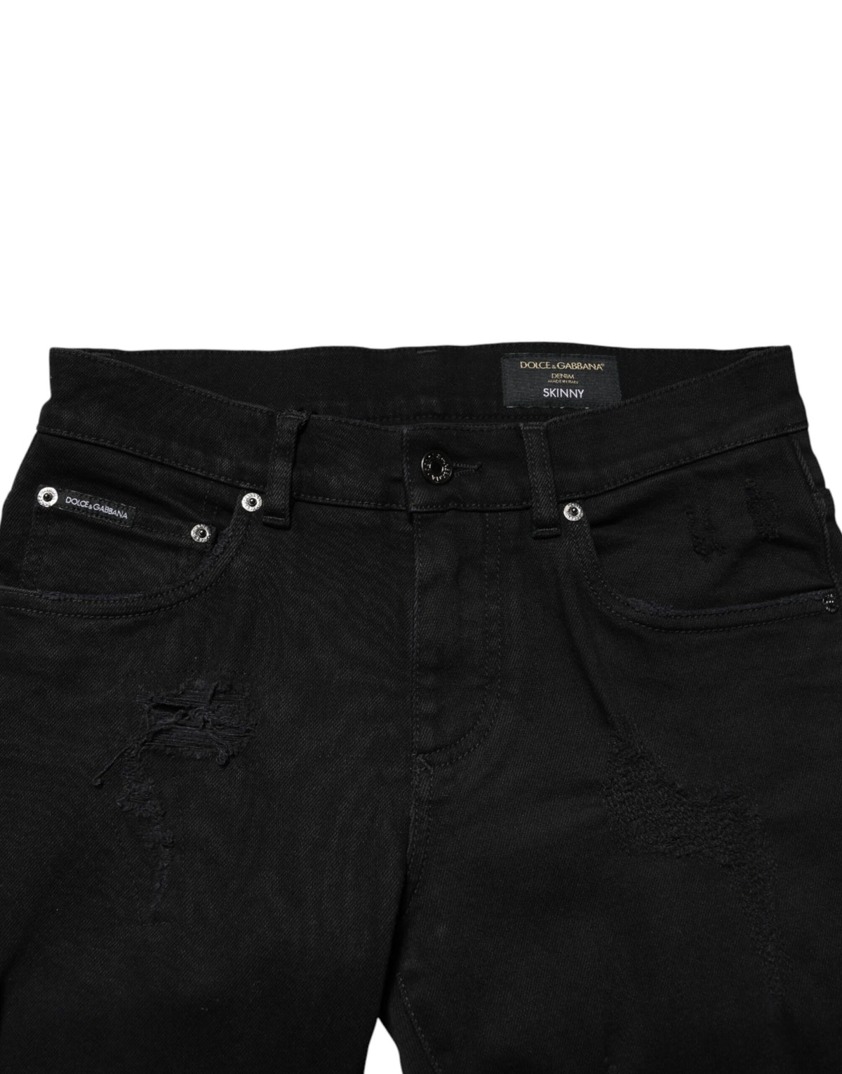 Jean skinny en coton noir déchiré Dolce &amp; Gabbana pour homme