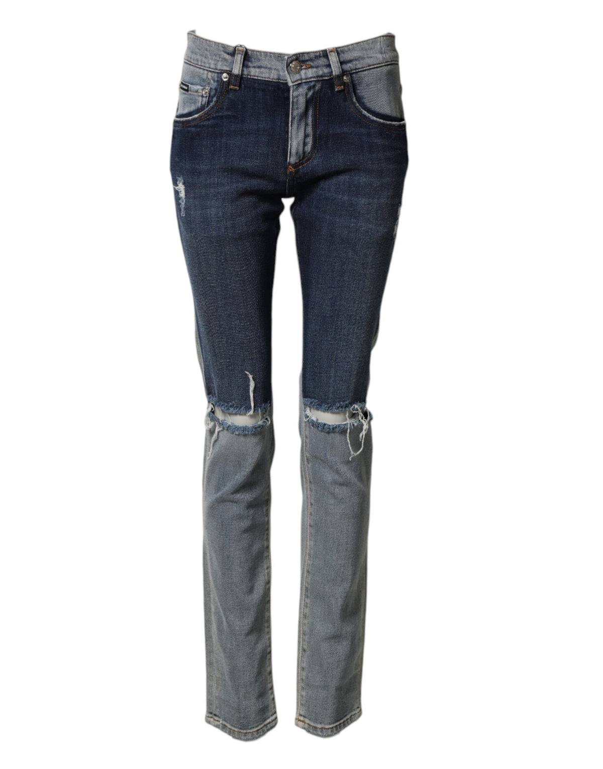 Jean skinny en coton bicolore bleu Dolce &amp; Gabbana pour homme
