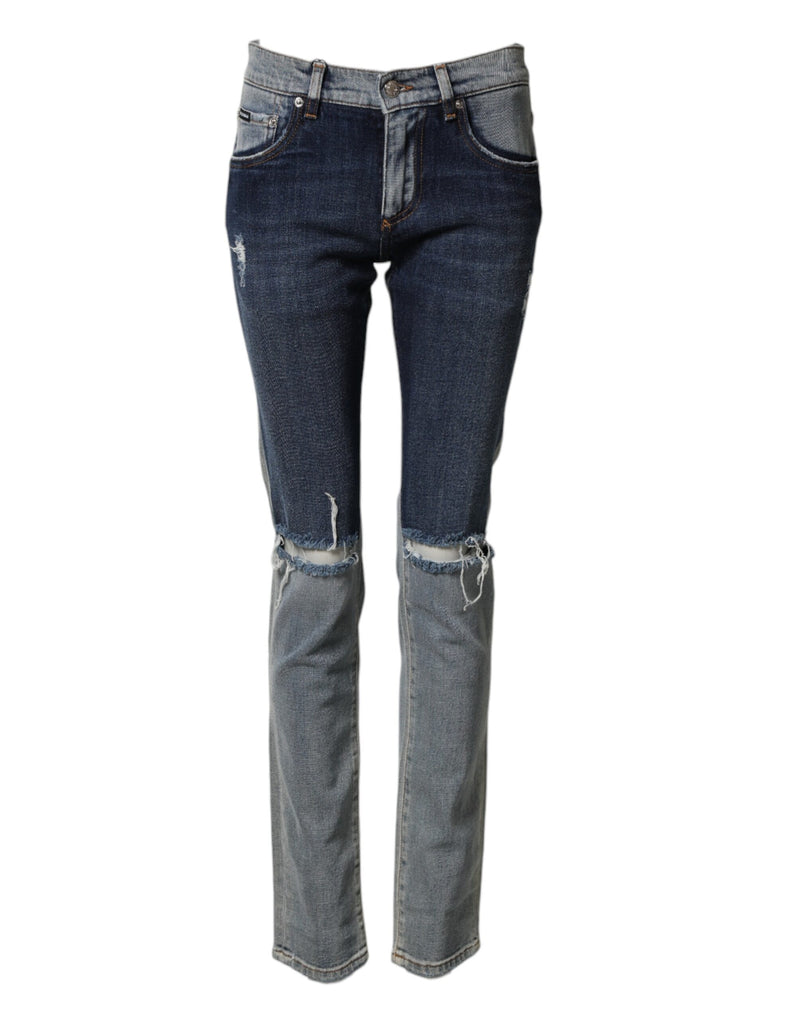 Jean skinny en coton bicolore bleu Dolce &amp; Gabbana pour homme