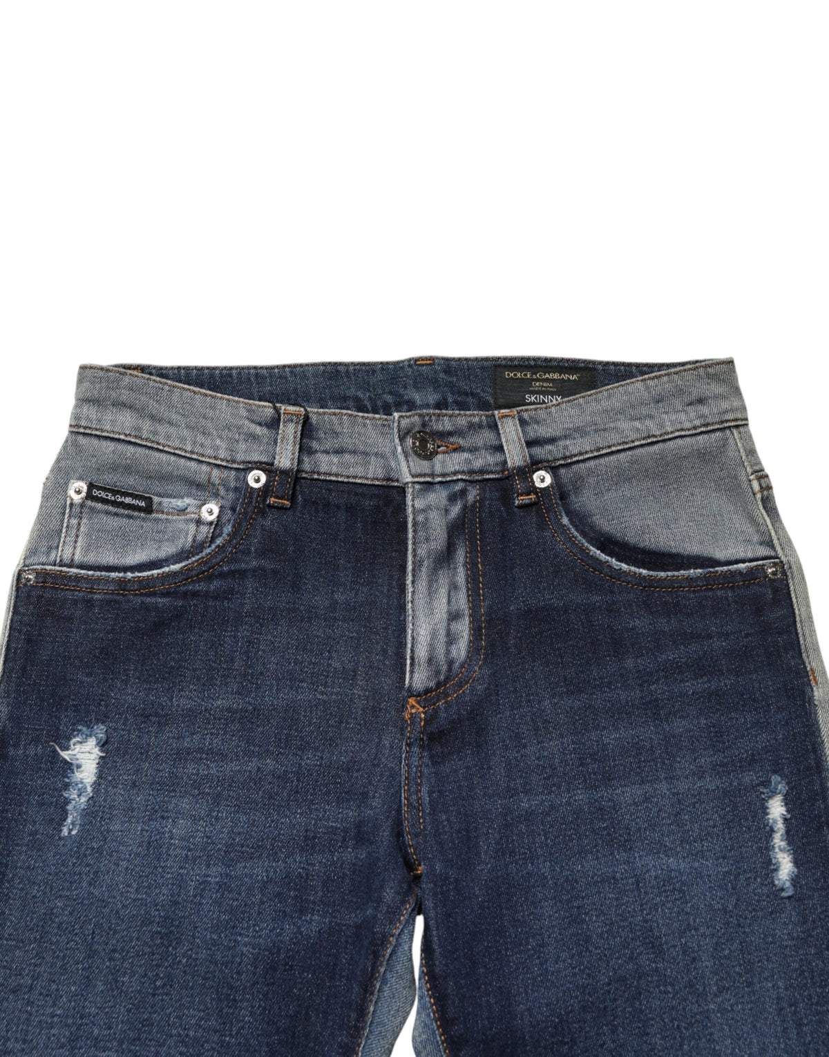 Jean skinny en coton bicolore bleu Dolce &amp; Gabbana pour homme