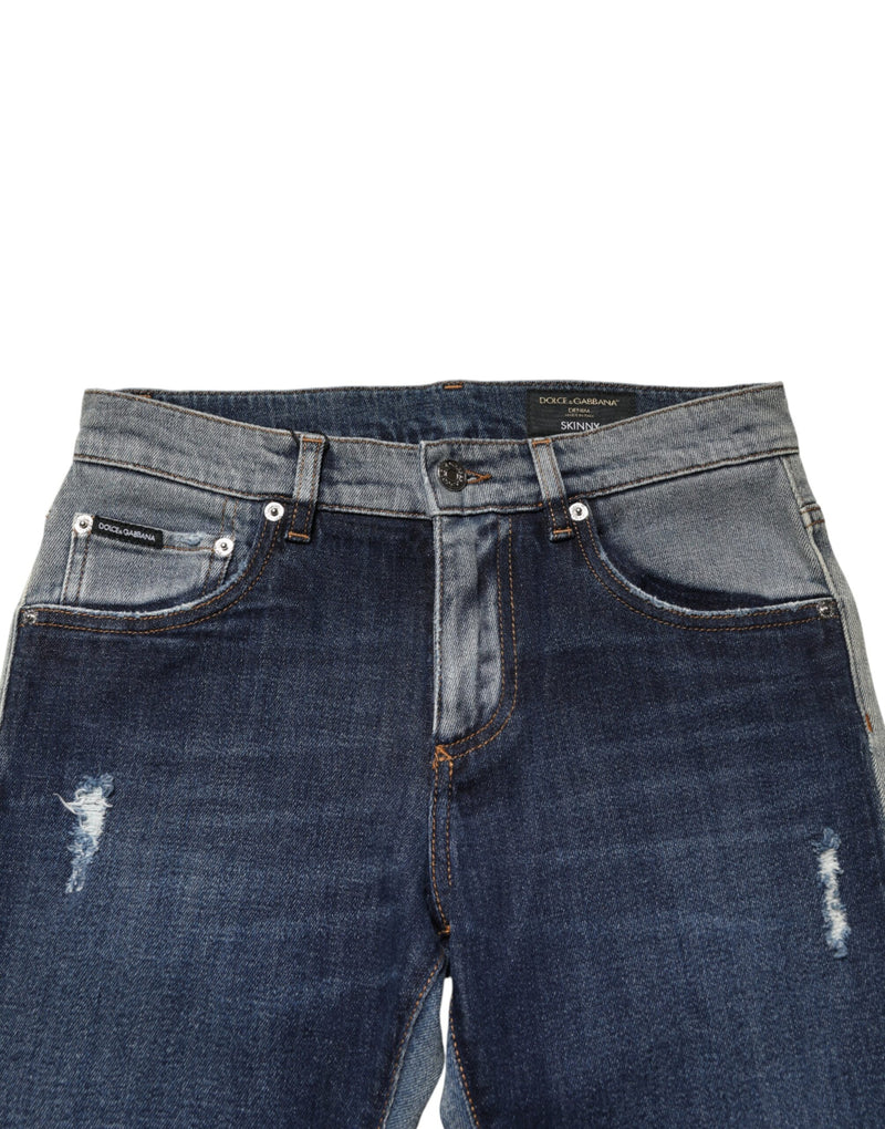 Jean skinny en coton bicolore bleu Dolce &amp; Gabbana pour homme