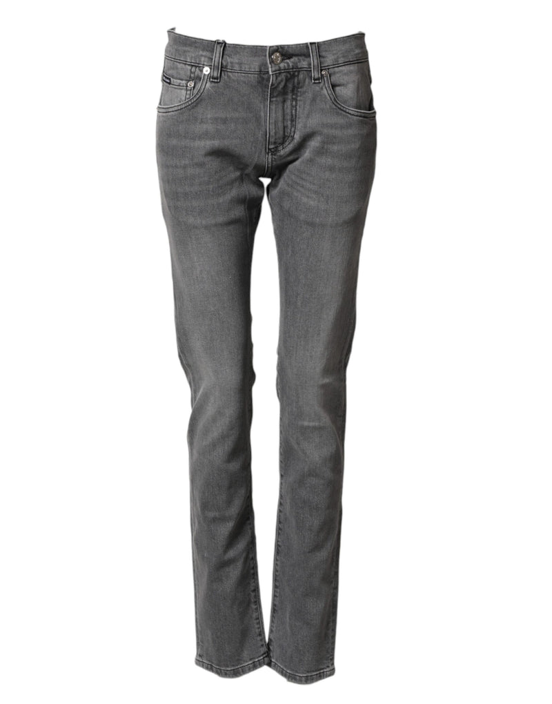 Dolce &amp; Gabbana Grijze Katoenen Mid Waist Skinny Denim Jeans