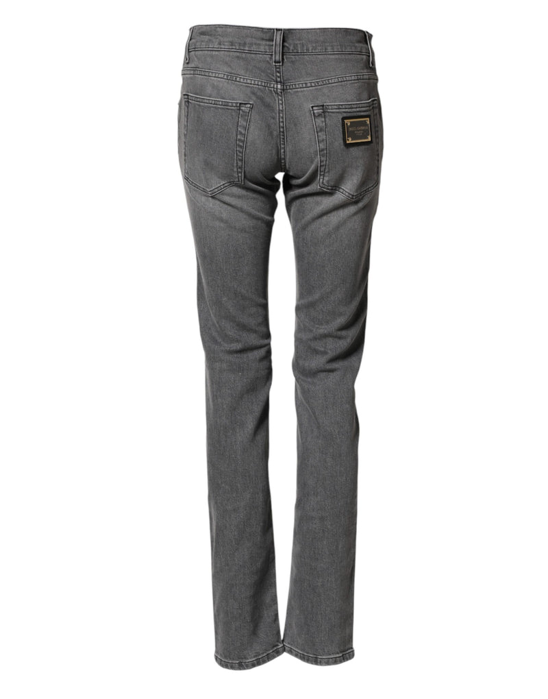 Dolce &amp; Gabbana Grijze Katoenen Mid Waist Skinny Denim Jeans