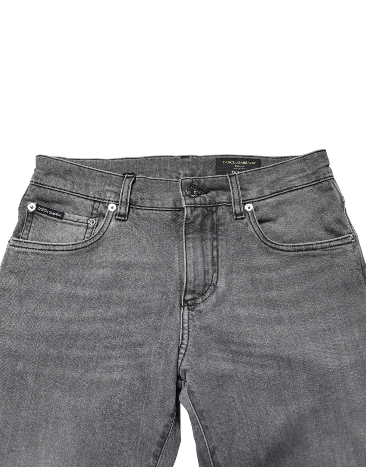 Jean skinny taille mi-haute en coton gris Dolce &amp; Gabbana