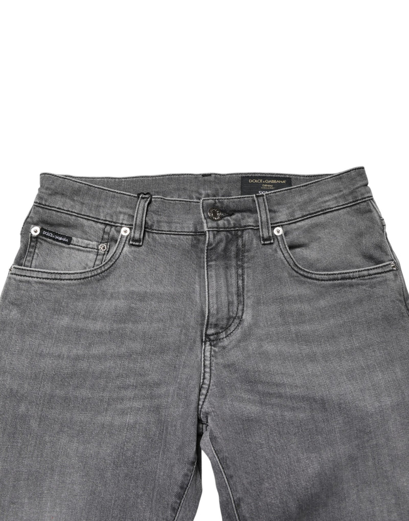 Dolce &amp; Gabbana Grijze Katoenen Mid Waist Skinny Denim Jeans