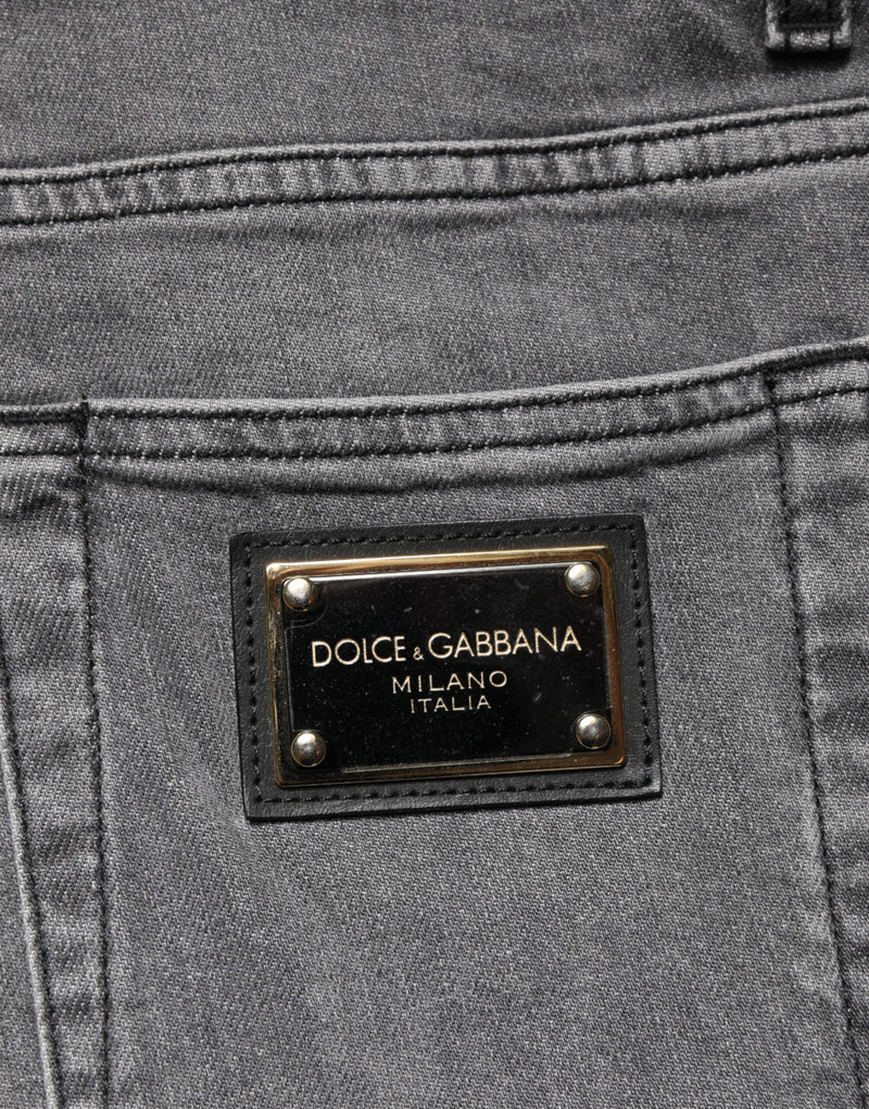 Dolce &amp; Gabbana Grijze Katoenen Mid Waist Skinny Denim Jeans