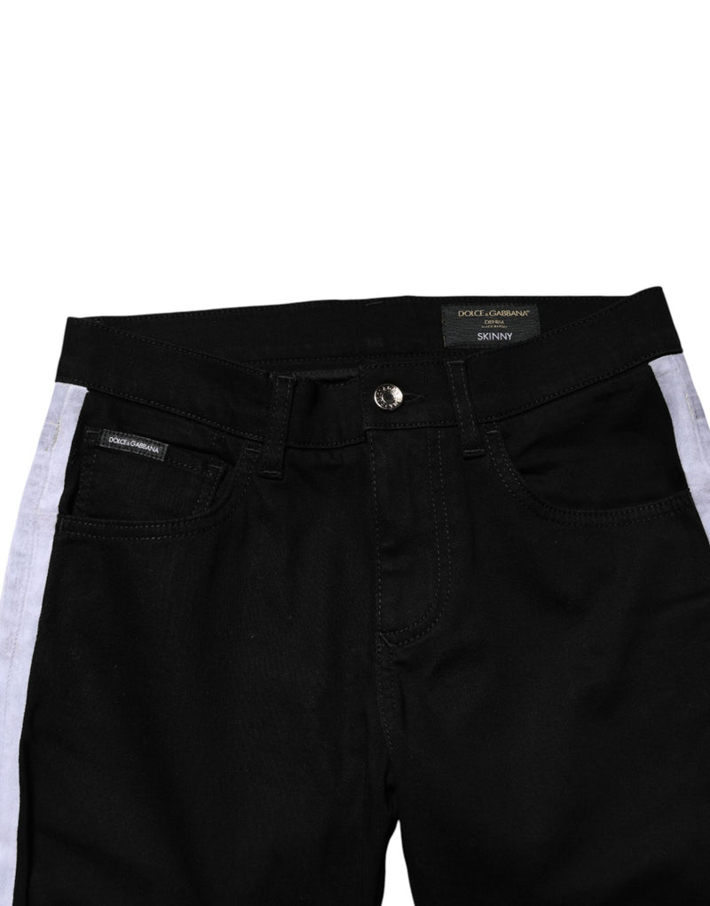 Jean skinny taille mi-haute en coton noir Dolce &amp; Gabbana avec logo